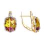 Золотые серьги с аметрином и фианитом SOKOLOV 724072