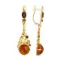 Золотые серьги с раухтопазом и янтарём SOKOLOV 724471