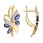 Золотые серьги с сапфиром гидротермальным и фианитом SOKOLOV 724992