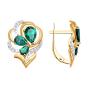 Золотые серьги с изумрудом гидротермальным и фианитом SOKOLOV 727278