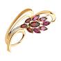 Золотая брошь с родолитом и гранатом и фианитом SOKOLOV 740117
