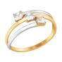 Золотое кольцо с кристаллом swarovski и фианитом SOKOLOV 81010333