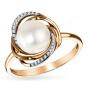 Золотое кольцо с бриллиантом и жемчугом ВЫСТАВКА R471-D-14152WPR