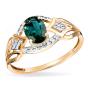 Золотое кольцо с бриллиантом и изумрудом гидротермальным ЕФРЕМОВ К1388195