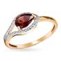 Золотое кольцо с гранатом и фианитом МАГИЯ ЗОЛОТА КЛ-514К-Г
