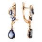 Золотые серьги с сапфиром гидротермальным и фианитом ЗОЛОТОЙ КРИСТАЛЛ ОС-580_КОРС