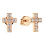 Золотые серьги пусеты-гвоздики с фианитом ГОЛДЕН ГЛОБ ПУСлКрест01_пара_бцФ