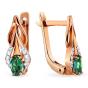 Золотые серьги с бриллиантом и изумрудом гидротермальным ЕФРЕМОВ С13811655