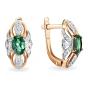 Золотые серьги с бриллиантом и изумрудом гидротермальным ЕФРЕМОВ С1388003и
