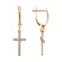 Золотые длинные серьги с фианитом ГОЛДЕН ГЛОБ Серьги-крст2пара