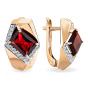 Золотые серьги с гранатом и фианитом АЛЕКСАНДРА кл2970а-2-01