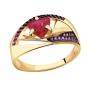 Золотое кольцо с рубином гидротермальным и фианитом АЛЕКСАНДРА кл3744-30-01