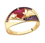 Золотое кольцо с рубином гидротермальным и фианитом АЛЕКСАНДРА кл3744-30-01