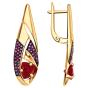 Золотые серьги с рубиновым корундом и фианитом АЛЕКСАНДРА кл3744а-30-01