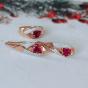 Золотые серьги с рубиновым корундом и фианитом АЛЕКСАНДРА кл3744а-30-01
