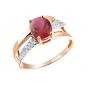 Золотое кольцо с рубиновым корундом и фианитом АЛЕКСАНДРА кл3771-30-01