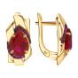 Золотые серьги с рубиновым корундом и фианитом АЛЕКСАНДРА кл3949а-30-01