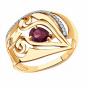 Золотое кольцо с рубиновым корундом и фианитом АЛЕКСАНДРА кл4060-30-01