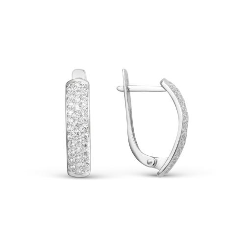 Серьги из белого золота с фианитом ДИНАСТИЯ 000502-3101