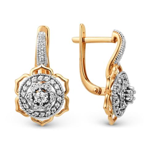 Золотые серьги с фианитом ДИНАСТИЯ 002332-1102 Золотые серьги с фианитом ДИНАСТИЯ 002332-1102