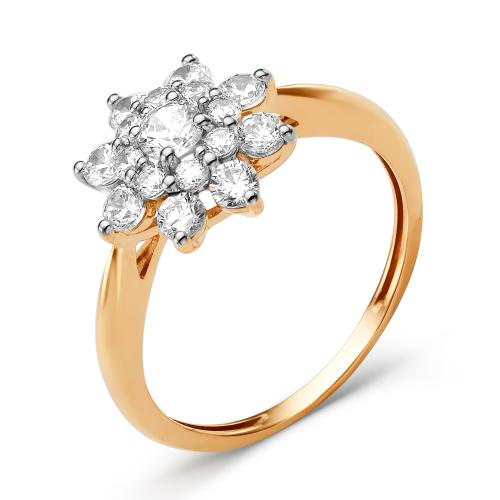 Золотое кольцо с фианитом ДИНАСТИЯ 002351-1102