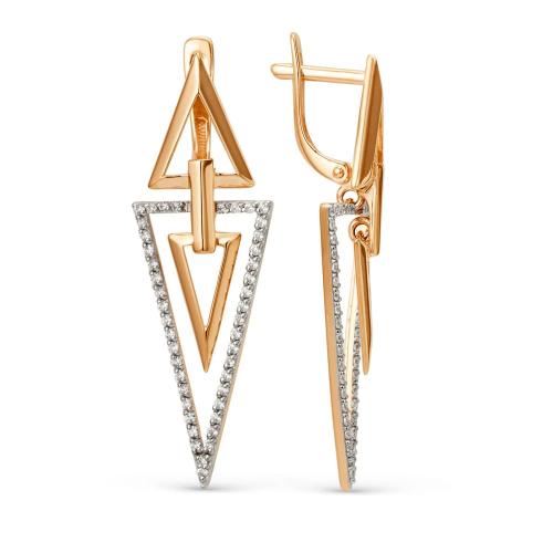 Золотые длинные серьги с фианитом ДИНАСТИЯ 004072-1102 Золотые длинные серьги с фианитом ДИНАСТИЯ 004072-1102