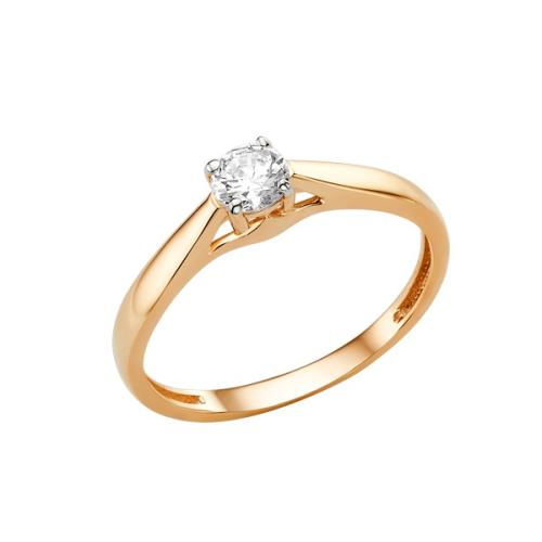 Золотое помолвочное кольцо с фианитом ДИНАСТИЯ 008041-1102
