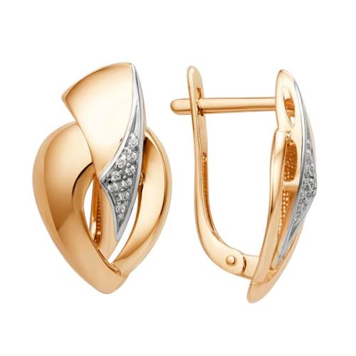 Золотые серьги с фианитом ДИНАСТИЯ 009362-1102