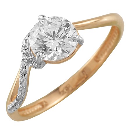 Золотое кольцо с фианитом ВЫСТАВКА 01-114272