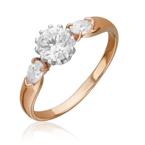 Золотое кольцо с фианитом ПЛАТИНА 01-1145-00-501-1111-38