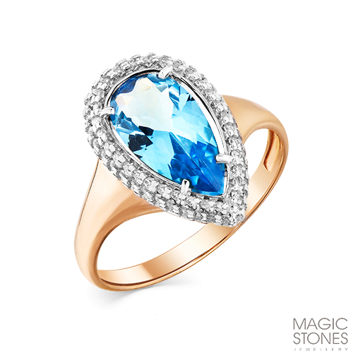Золотое кольцо с топазом и фианитом МАСТЕР БРИЛЛИАНТ 01-2-613-1301-011