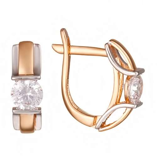 Золотые серьги с фианитом ВЫСТАВКА 01-214657