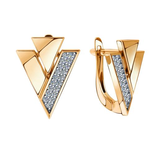 Золотые серьги с фианитом SANIS 01-217431