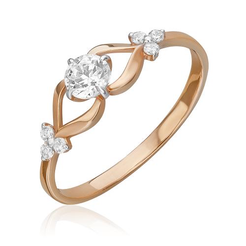 Золотое кольцо с кристаллом swarovski и фианитом ПЛАТИНА 01-4482-00-501-1110-38