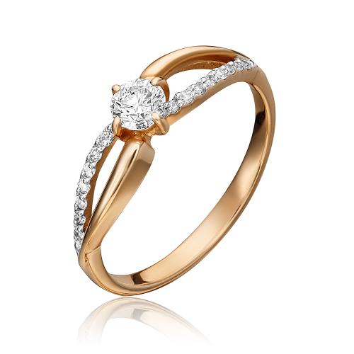 Золотое кольцо с кристаллом swarovski ПЛАТИНА 01-4615-00-501-1110-38