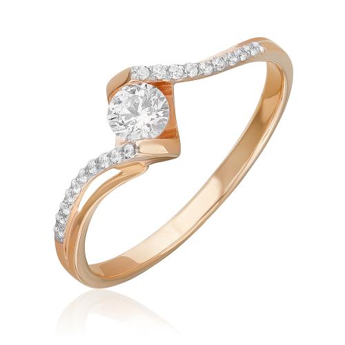 Золотое кольцо с фианитом ПЛАТИНА 01-4699-00-501-1110-38