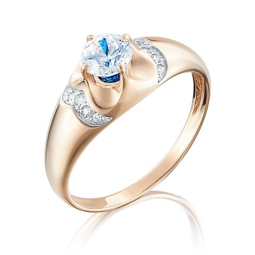 Золотое кольцо с фианитом ПЛАТИНА 01-4897-00-504-1110-38