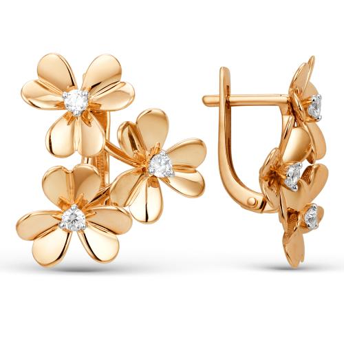 Золотые серьги с фианитом ДИНАСТИЯ 010642-1102