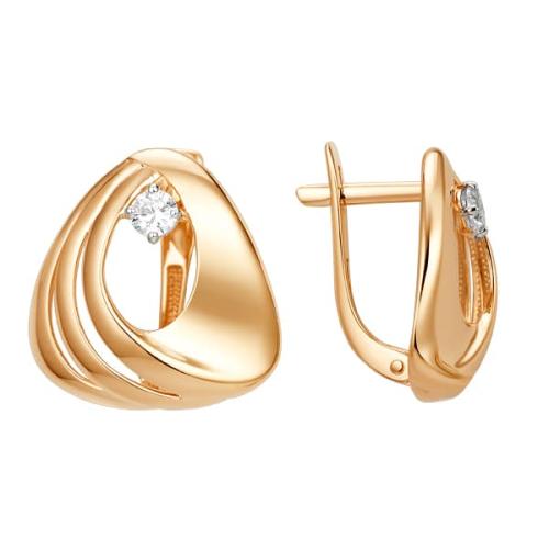 Золотые серьги с фианитом ДИНАСТИЯ 012142-1102
