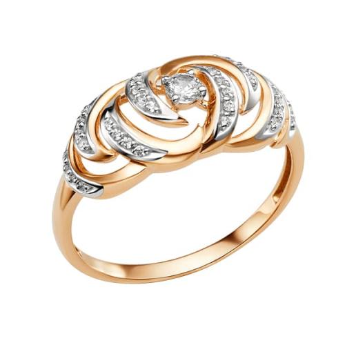 Золотое кольцо с фианитом ДИНАСТИЯ 012151-1102