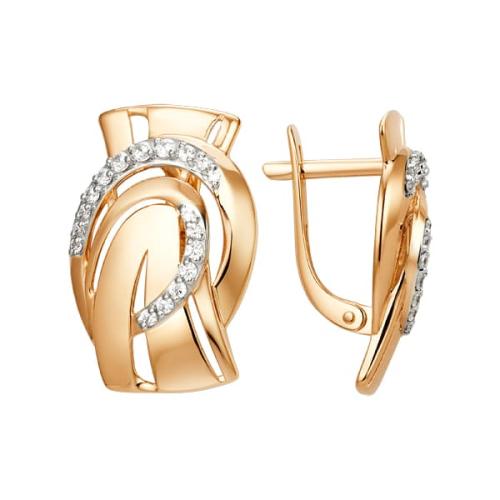 Золотые серьги с фианитом ДИНАСТИЯ 012192-1102 Золотые серьги с фианитом ДИНАСТИЯ 012192-1102