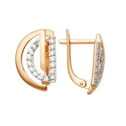 Золотые серьги с фианитом ДИНАСТИЯ 012262-1102