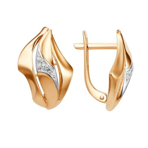 Золотые серьги с фианитом ДИНАСТИЯ 013062-1102