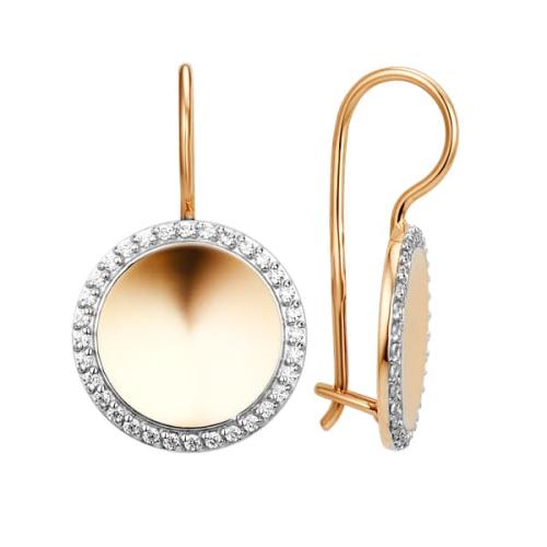 Золотые серьги с фианитом ДИНАСТИЯ 013132-1102