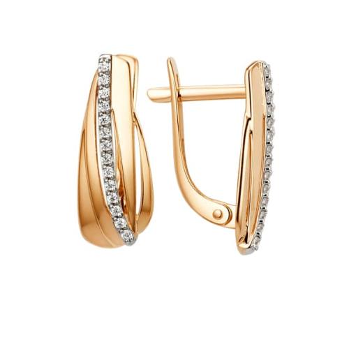 Золотые серьги с фианитом ДИНАСТИЯ 013212-1102