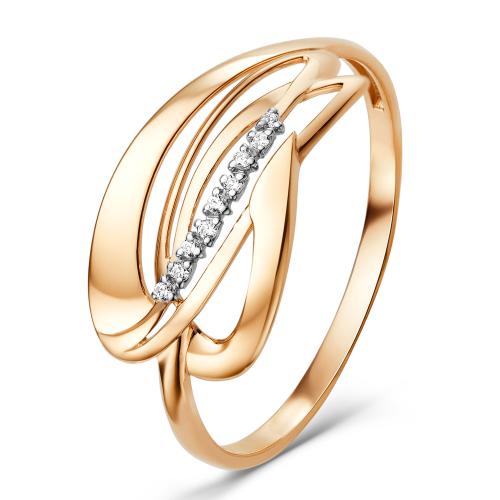 Золотое кольцо с фианитом ДИНАСТИЯ 014171-1102