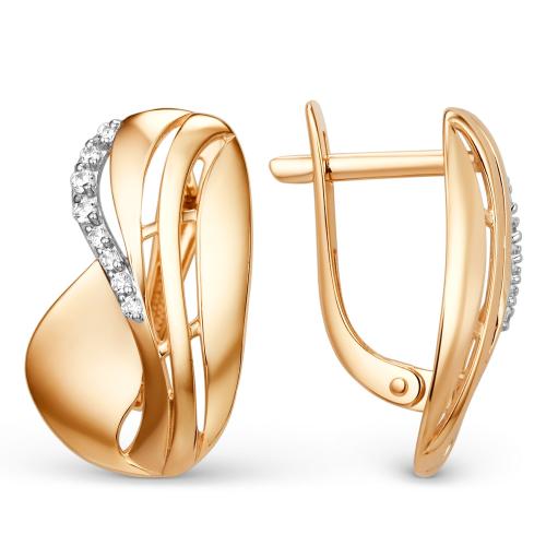 Золотые серьги с фианитом ДИНАСТИЯ 014872-1102