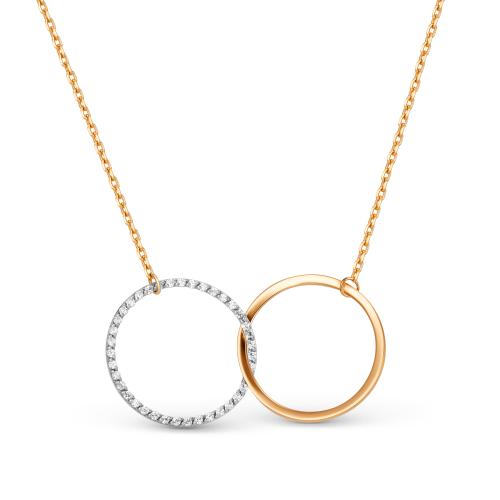 Золотое колье с фианитом ДИНАСТИЯ 015008-1102