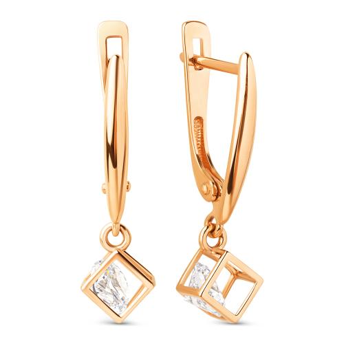 Серьги с танцующим фианитом из золота ДИНАСТИЯ 015062-1100