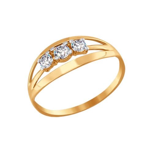 Золотое кольцо с фианитом SOKOLOV 016542